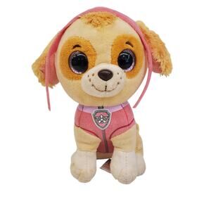Paw Patrol Skye TY Beanie Boos Dog Plush Pink Glitter Eyes 7"